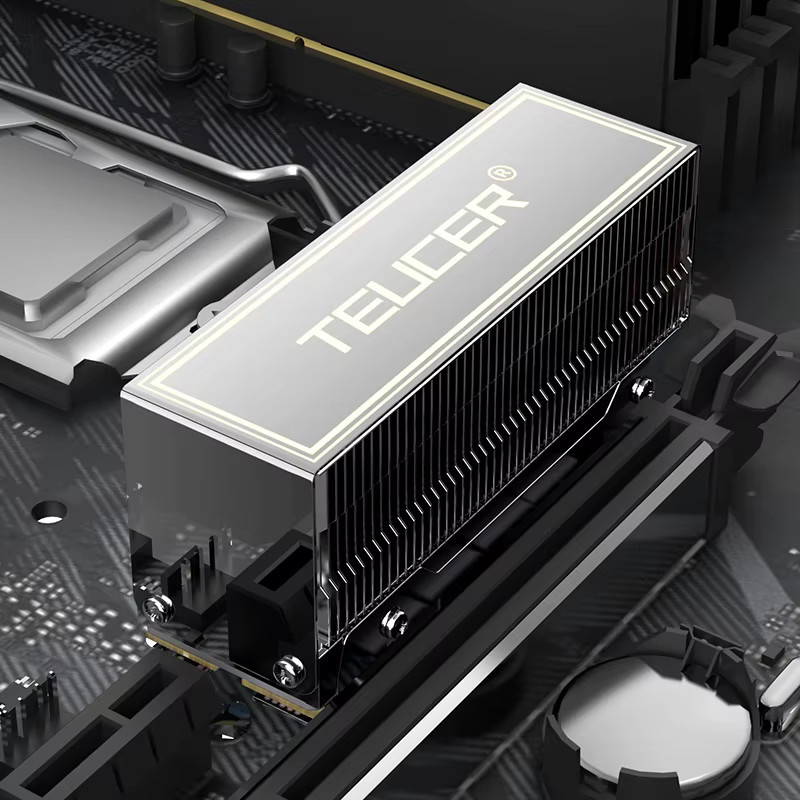 Teucer M2-10 Dual Heat Pipe Kühler für M.2 2280 NVMe SSD in Silber mit Thermopad - Bild 2