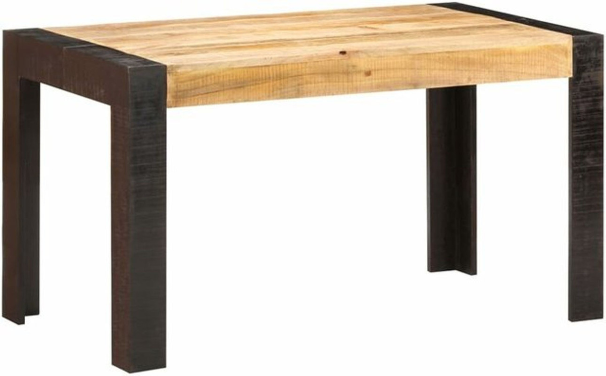 Esstisch aus Mango-Massivholz im Industrial Design von vidaxl, Braun, B/T/H: 140 x 70 x 76 cm - Bild 1