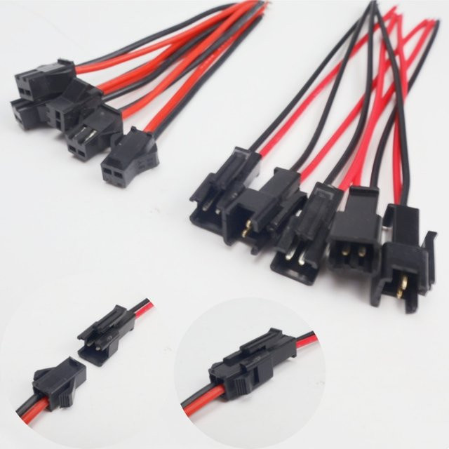EOENKK JST SM 2 Pins Stecker Set mit 15 cm Kabel, männlich und weiblich, schwarz, Drahtverbinder für LED-Streifen und Lampentreiber - Bild 1
