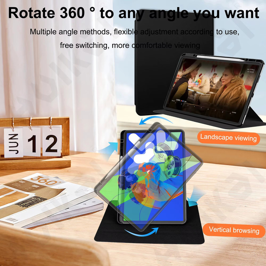 Drehbare Schutzhülle für Xiaomi Poco Pad X1 M1 Redmi Pad 2 Pro 2025 SE mit Stifthalterung und Standfunktion in Schwarz oder Grün - Bild 3
