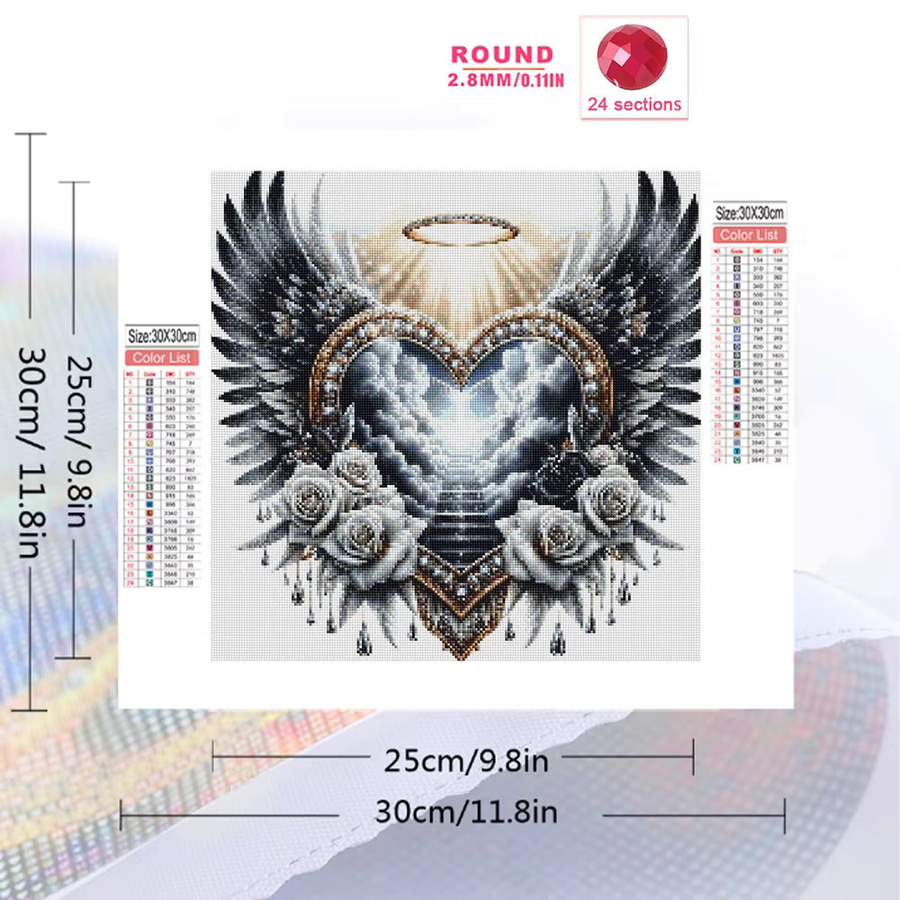 EverShine Diamantstickerei DIY Set Herz und Flügel Motiv in Mehrfarbig für Wanddekoration - Bild 2