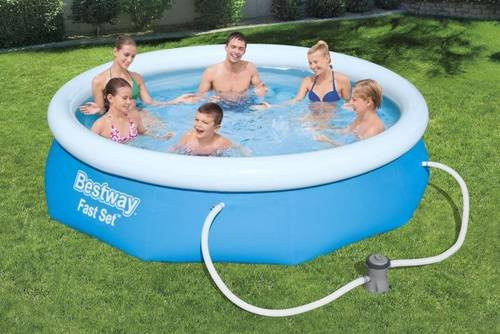 Bestway Fast Set Pool-Set rund inklusive Flowclear Filterpumpe, Filterkartusche und Reparaturflicken, Durchmesser: 305 cm, Höhe: 76 cm - Bild 1