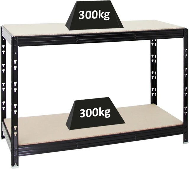 PROREGAL Werkbank Tiger in Schwarz mit einer Fachlast von 300 kg, H x B x T: 90 x 140 x 60 cm - Bild 1
