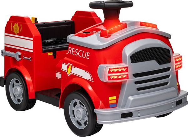 AIYAPLAY Kinder Elektroauto Feuerwehr in Rot mit Musik, Scheinwerfer und Soft-Start für Kinder ab 3 Jahren