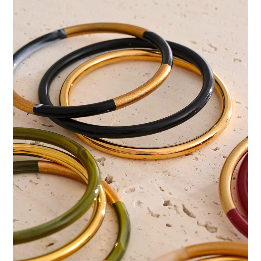 Yhpup Armband-Set, 18 Karat vergoldeter Edelstahl, Gold, Minimalistisch - Bild 2