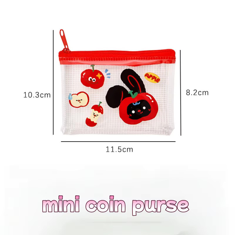 Transparente Mini-Aufbewahrungstasche mit schwarzem Kaninchen-Design als niedliche Geldbörse und Schlüsseltasche für Kinder und Studenten - Bild 2