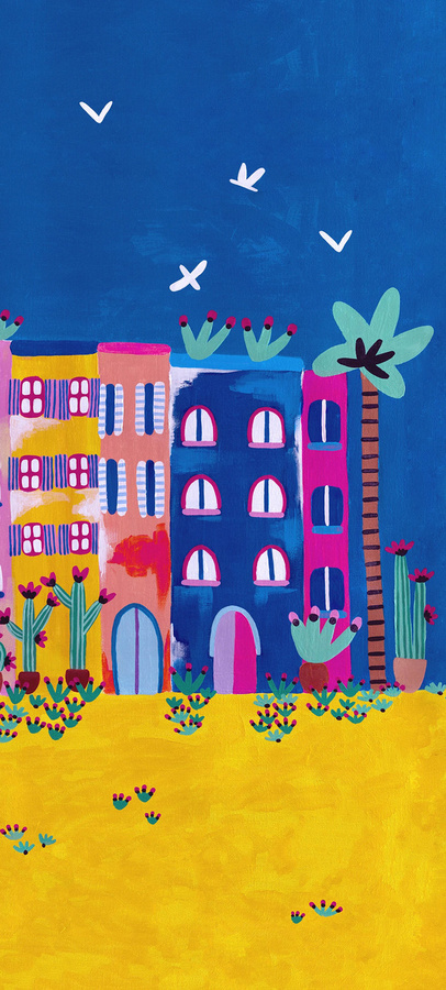 Isidore Leroy Mural Marrakech Original Wandbild Panel B in Blau und Multicolour - Bild 1
