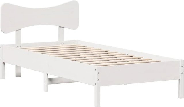 vidaXL Massivholzbett aus Kiefernholz in Weiß mit rustikaler Optik, B/T/H: 80,5 x 190 x 81 cm - Bild 1