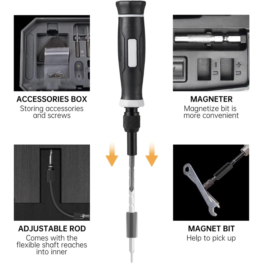Professionelles 152-in-1 Laptop-Schraubendreher-Set in Schwarz für Computer-Reparaturen mit Torx T5 und T6 Präzisions-Werkzeugsatz - Bild 2
