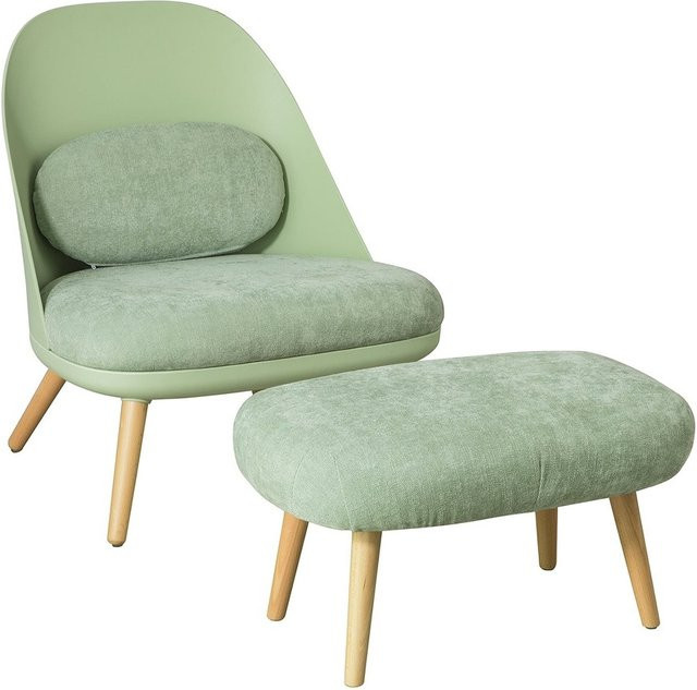 SoBuy Relaxsessel Grün Modern mit Ottomane, Breite: 74 cm, Tiefe: 67 cm, Höhe: 76 cm - Bild 1