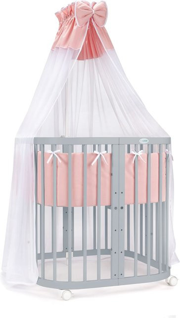 Waldin 7in1 Babybett Kinderbett aus Buchenholz mit Matratze, lackiert - Bild 1