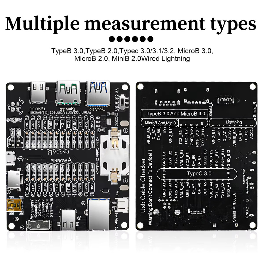 USB Kabel Tester für Typ-C, Micro-USB und Typ-B zur Kurzschlussprüfung und Anomalieerkennung in Schwarz - Bild 4