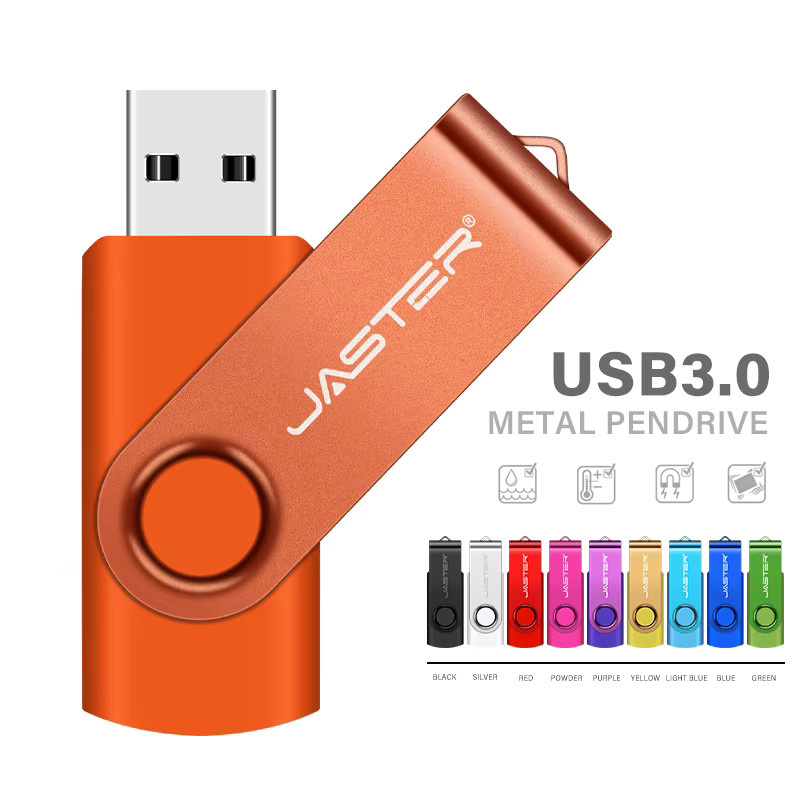 JASTER USB 3.0 Flash-Laufwerk 64GB Drehbarer USB-Stick als Schlüsselanhänger in Schwarz, Blau, Rot und Lila - Bild 6