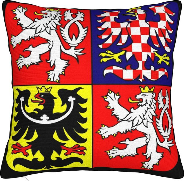 Kissenbezug mit Wappen der Tschechischen Republik in Multicolor, weiche Peach Skin Hülle für dein Deko-Kissen, B/B/H: 18 x 18 x 18 cm - Bild 1