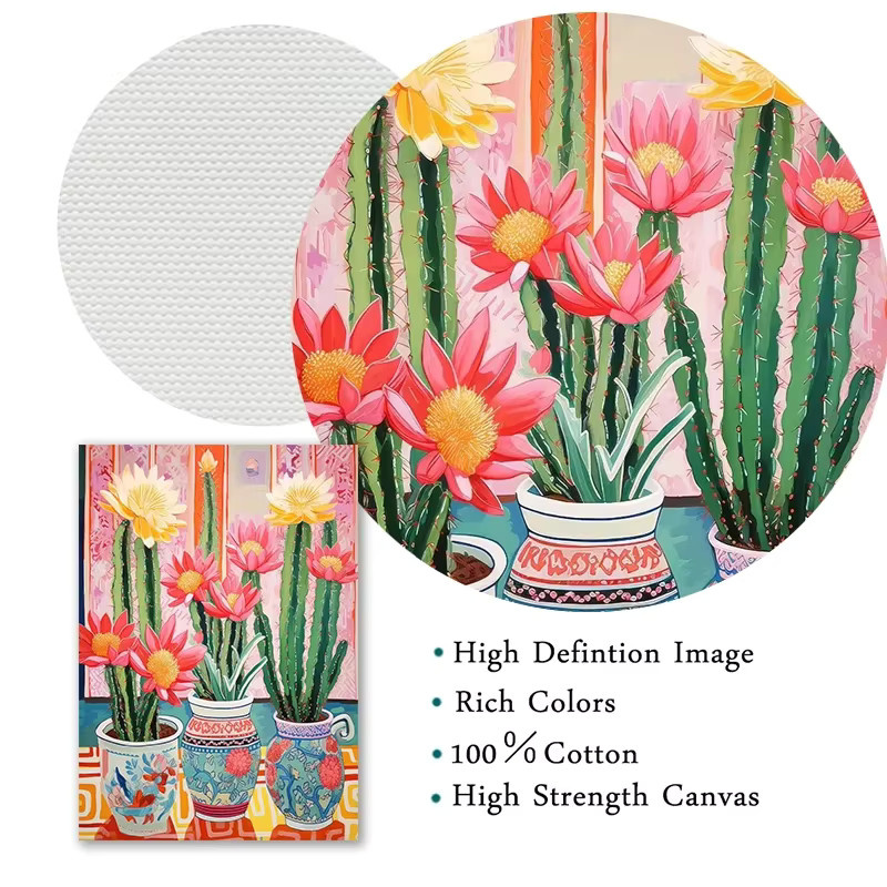 Potdemiel Vintage Mexikanische Kaktus Blume Botanische Kunst Leinwand Wandbild Multicolour - Bild 5