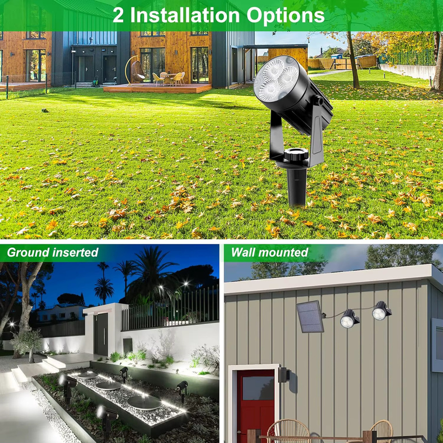 T-SUNRISE Solar LED Außenleuchte IP65 Strahler aus Aluminium in Schwarz und Silber für Garten und Hof - Bild 5