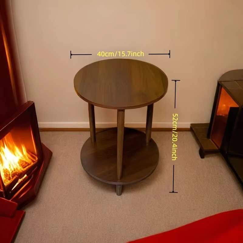 LIUSHADUOLA Moderner Runder Couchtisch aus Holz in Walnuss, 2-Stufiger Ineinander Stellbarer Beistelltisch für dein Wohnzimmer - Bild 3