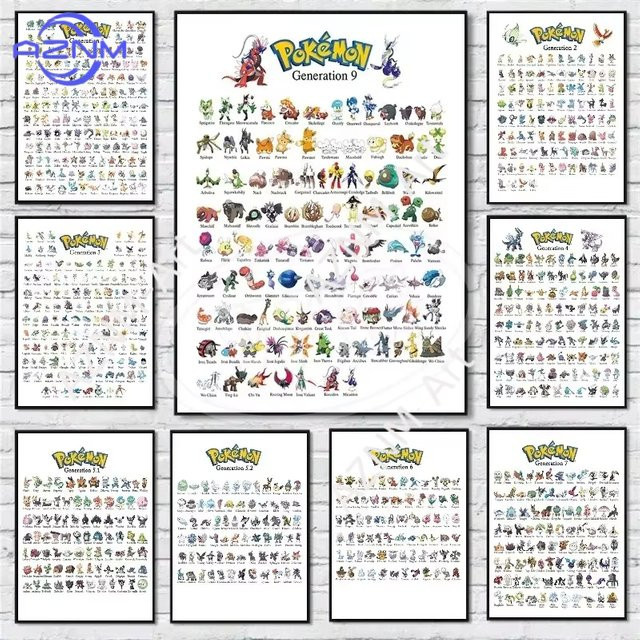 Potdemiel Pokemon Wandkunst Pikachu und Glurak Leinwanddruck Mehrfarbig - Bild 1
