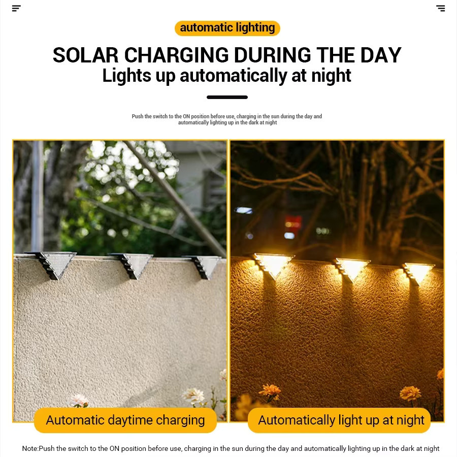 ZHIYU 2er-Set Solar LED Außenleuchten für Treppen und Garten in Schwarz mit Dämmerungssensor und wasserdichtem Design - Bild 3