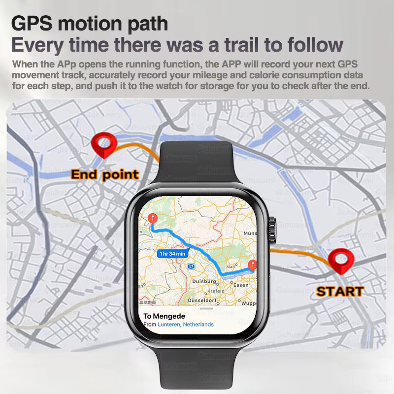 GUHUAVMI Smartwatch für iOS, Pink, mit AMOLED-Display, GPS-Tracking, Bluetooth-Anruffunktion und wasserdichtem Design für Damen und Herren - Bild 2