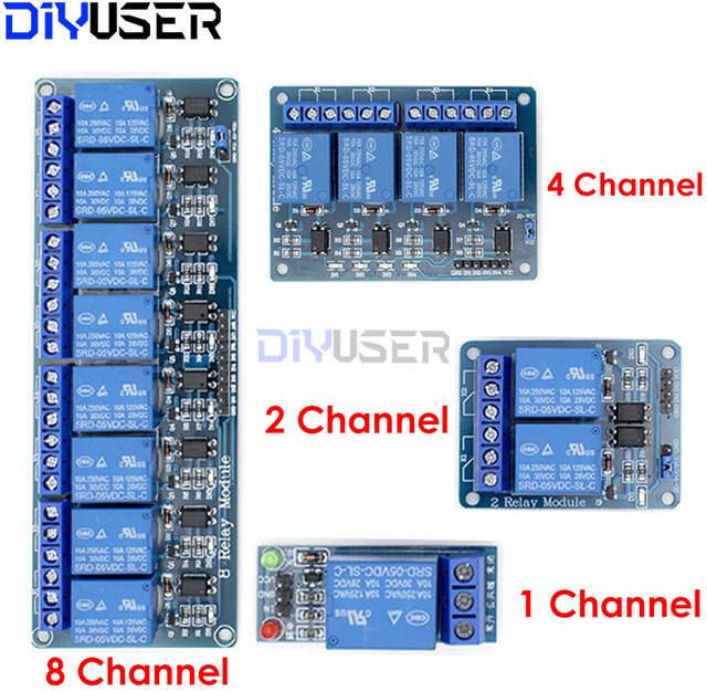 DIYUSER 5V Relaismodul mit Optokoppler in Blau mit 1, 2, 4 oder 8 Kanälen - Bild 1