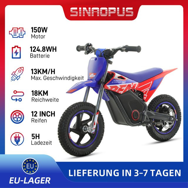 Vankel Kinder-Elektromotorrad Dirt Bike, 150W, 12-Zoll, ab 3 Jahre - Bild 1