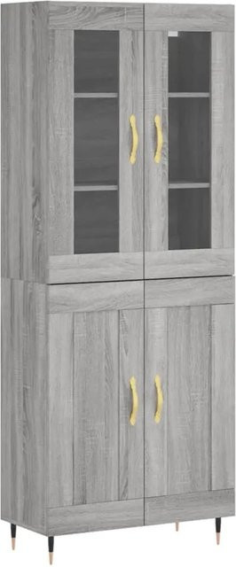vidaXL Highboard Grau Sonoma mit Glastüren und Regalen, B/T/H: 69,5 x 34 x 180 cm - Bild 1