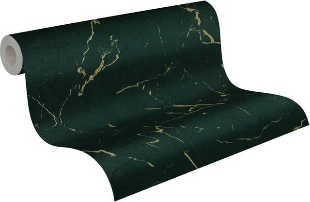A.S. Création Vliestapete in Gold und Grün mit abstrakter Marmor-Optik, Breite: 53 cm, Höhe: 1005 cm, Tiefe: 7,4 cm - Bild 1