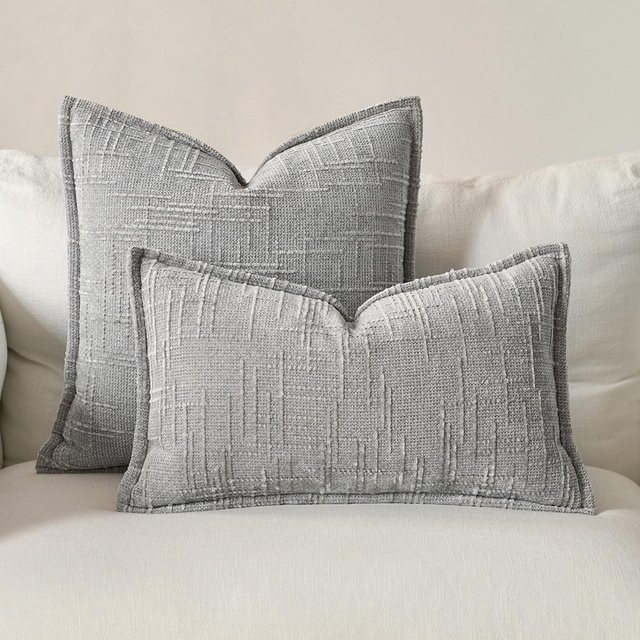 Dekorativer Chenille-Kissenbezug von JMG Clothing mit Bambusgarn-Textur und gepresstem Rand, B/H: 50 x 30 cm - Bild 1