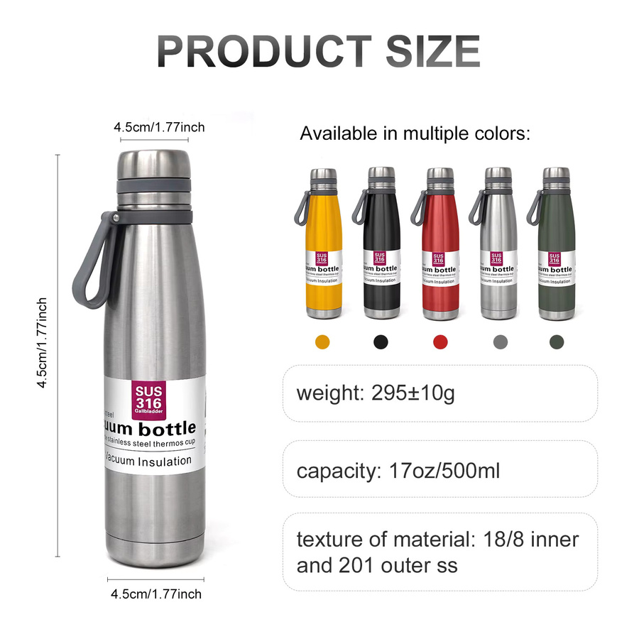 WEST TUNE Edelstahl-Thermosflasche in Silber mit Vakuum-Isolierung für Outdoor und Reisen - Bild 2