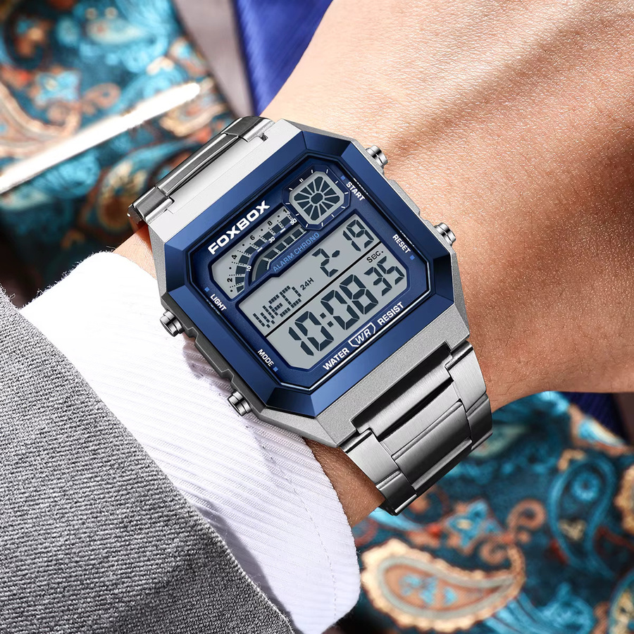FOXBOX Armbanduhr Digital, Chronograph, Stoppuhr, Schwarz, Herren - Bild 4