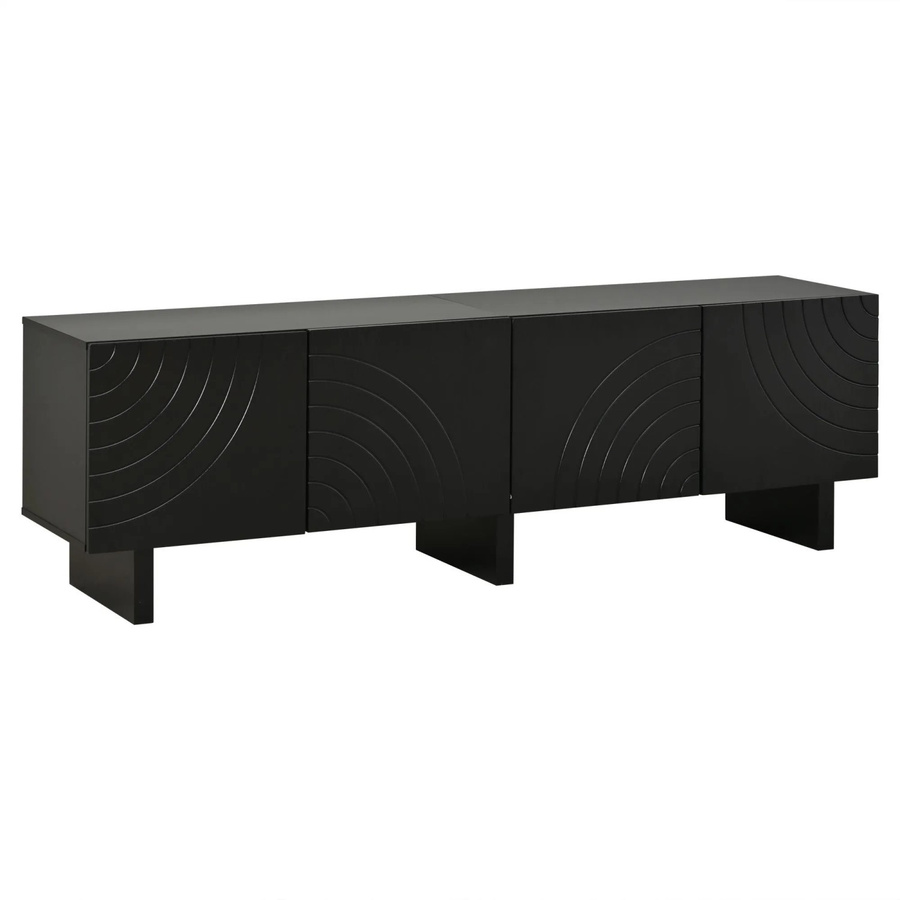 ModernLuxe Modernes TV-Lowboard in Schwarz Matt mit 4 Türen, B: 180 cm, H: 55 cm, T: 40 cm - Bild 2