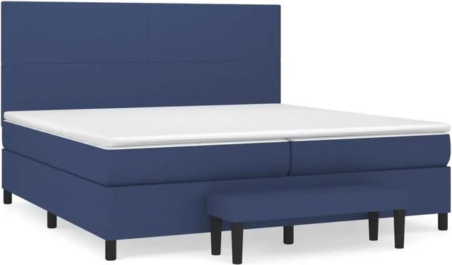 vidaXL Boxspringbett Hybrid mit Matratze Blau und Weiß, B/T/H: 200 x 200 x 118 cm - Bild 1