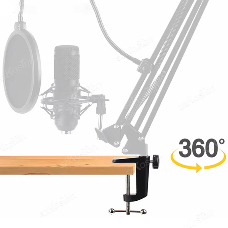 SZKOSTON C-Form Schreibtisch-Klemmhalterung in Schwarz für Mikrofon, Boom Arm oder Tischleuchten - Bild 4