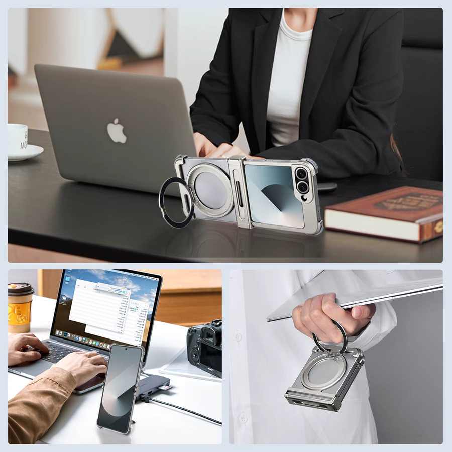 Eary Magnetische Standhülle für Samsung Z Flip 7 und Z Flip 6 mit MagSafe und 360 Grad drehbarem Ständer in Blau - Bild 4
