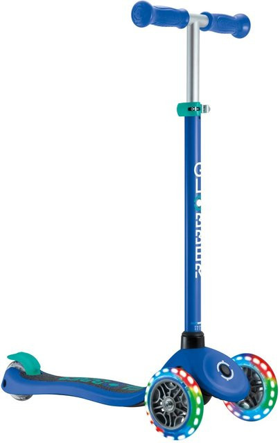 Globber Primo Lights Tretroller Dunkelblau mit LED-Leuchtrollen ab 3 Jahren - Bild 1