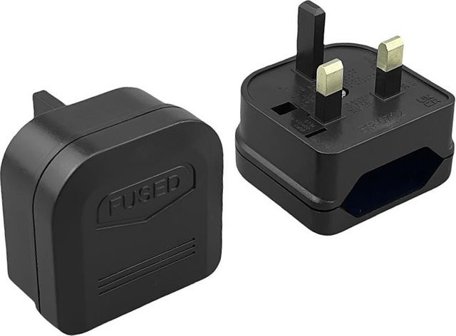 Mosizave Reiseadapter von EU-Stecker auf UK SG MY Typ-G mit 5A-Sicherung in Schwarz und Weiß - Bild 1