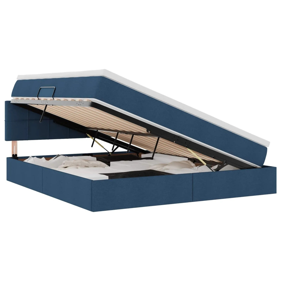 vidaXL Bett mit Stauraum und LED-Beleuchtung in Blau mit Matratze und USB-Anschluss, B/T/H: 160 x 200 x 204 cm - Bild 2