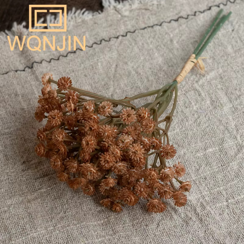 WQNJIN 3er-Set Retro Blumenbouquet in Herbstfarben für Hochzeiten und Dekoration, Mehrfarbig und Orange - Bild 3