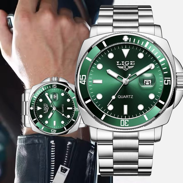 LIGE Armbanduhr Quarz, Edelstahl, Silber, Herren - Bild 1