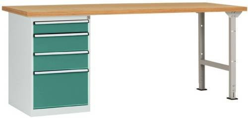 Manuflex WC5109.0001 Werkbanksystem aus Stahl und Gummi, Grau-Grün, B/T/H: 300 x 150 x 80 cm - Bild 1