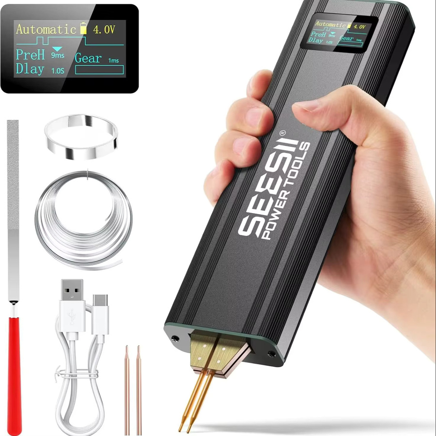 Seesii Mini Tragbarer Punktschweißer in Schwarz mit 80 Stufen für 18650 Lithium-Batterien und Nickelbleche 0,1-0,2mm - Bild 5