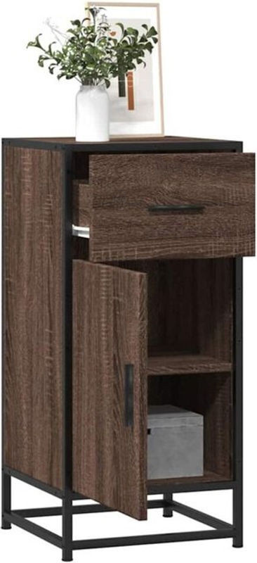 Vidaxl Sideboard in Braun Eichen-Optik im Industrial Design aus Holzwerkstoff und Metall, B/T/H: 35,5 x 35 x 76 cm - Bild 1