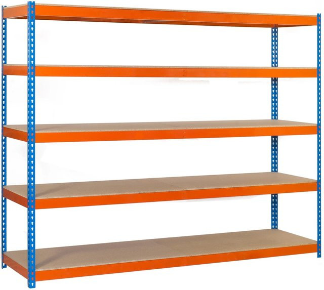 PROREGAL Schwerlastregal Wood Beast mit 5 Ebenen, Blau-Orange, H x B x T: 250 x 150 x 45 cm - Bild 1
