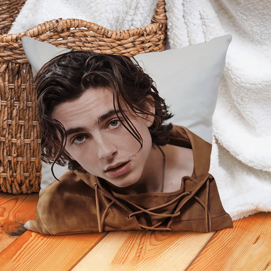 Kissenbezug mit Timothee Chalamet Motiv für Sofa und Schlafzimmer, Peach Skin Material, B/B: 18 x 18 cm - Bild 4