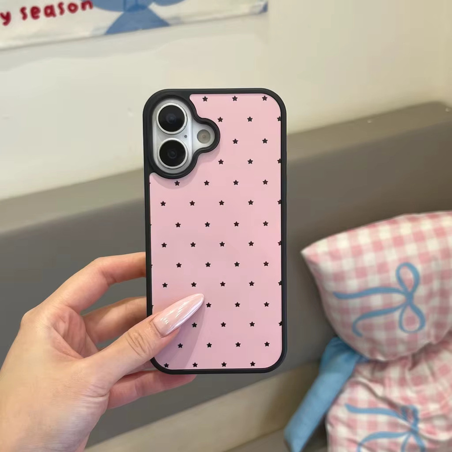 Stoßfeste Schutzhülle DecoPhone mit Sternen-Design in Rosa für iPhone 17, 16, 15, 14 und 13 Pro Max - Bild 3