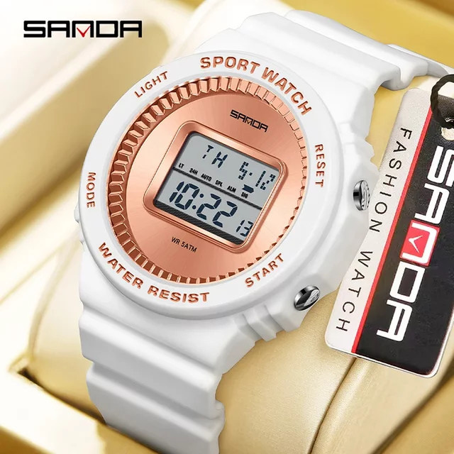 SANDA Digitaluhr, Herren, Kunststoff, Schwarz, Roségold, Rund - Bild 1