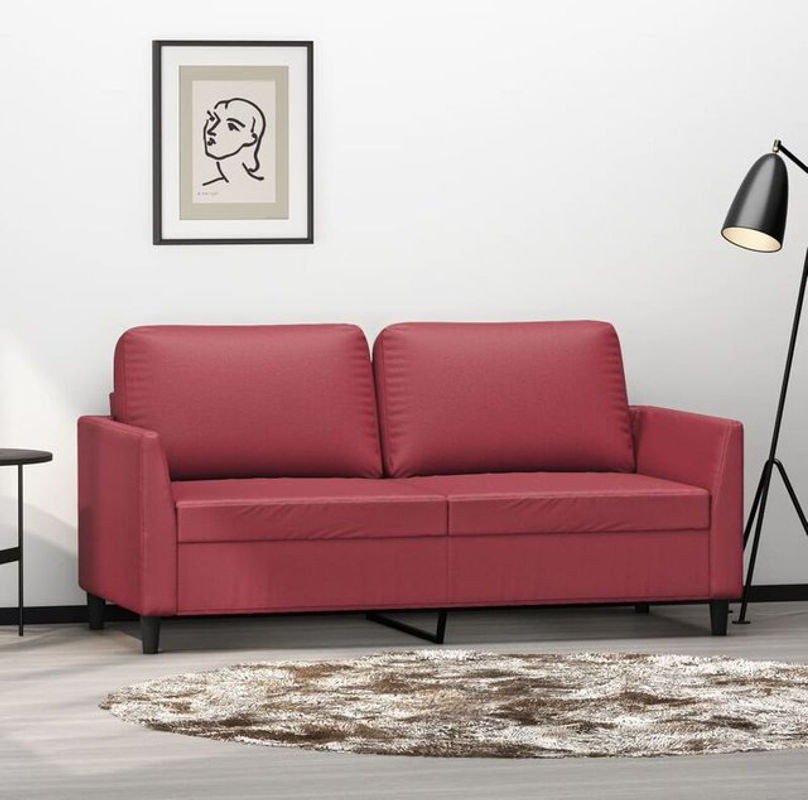Modernes 2-Sitzer-Sofa von vidaxl in Rot aus Kunstleder, Breite: 140 cm - Bild 1
