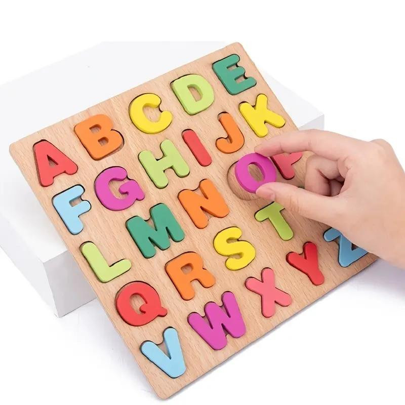 Tlewj Montessori Holzpuzzles 3D, Buntes Alphabet Zahlenpuzzle, ab 2 Jahre - Bild 2