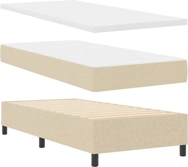 vidaXL LED Boxspringbett mit Matratze in Beige, B/T: 100 x 200 cm - Bild 1